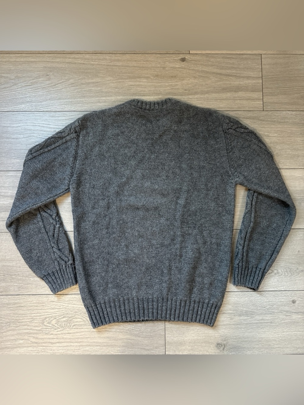 BARBOUR Men’s Size M Charcoal Grey Bedale Chunky Cable knit Sweater - Picture 11 of 11